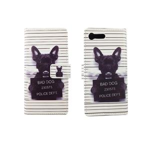 Handyh�lle Tasche f�r Handy Sony Xperia X Compact B�ser Hund Wei�