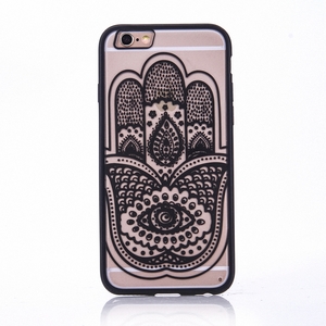 Handy H�lle Mandala f�r Apple iPhone 6 / 6s Design Case Schutzh�lle Motiv Hand Fatima Cover Tasche Bumper Schwarz