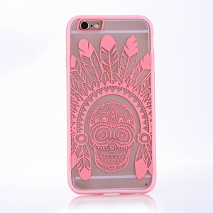 Handy H�lle Mandala f�r Samsung Galaxy S6 Design Case Schutzh�lle Motiv Federn Totenkopf Cover Tasche Bumper Rosa