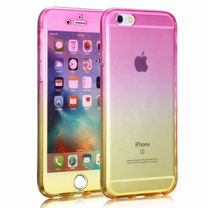 Crystal Case Hlle fr Apple iPhone 7 Pink Gelb Rahmen Full Body