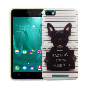 Handy Hlle fr Wiko Lenny 3 Cover Case Schutz Tasche Motiv Slim Silikon TPU Bser Hund Wei