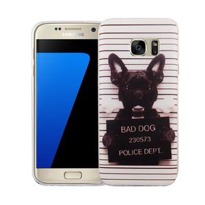 Handy H�lle f�r Samsung Galaxy S7 Cover Case Schutz Tasche Motiv Slim Silikon TPU B�ser Hund Wei�