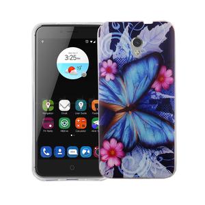 Handy H�lle f�r ZTE Blade V7 Cover Case Schutz Tasche Motiv Slim Silikon TPU Blauer Schmetterling