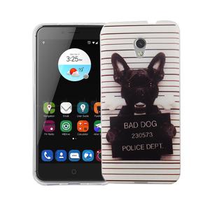 Handy H�lle f�r ZTE Blade V7 Cover Case Schutz Tasche Motiv Slim Silikon TPU B�ser Hund Wei�
