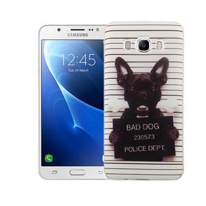 Handy H�lle f�r Samsung Galaxy J5 2016 Cover Case Schutz Tasche Motiv Slim Silikon TPU B�ser Hund Wei�