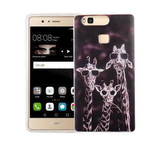 Handy H�lle f�r Huawei P9 Lite Cover Case Schutz Tasche Motiv Slim Silikon TPU 3 Giraffen