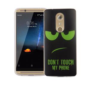 Handy H�lle f�r ZTE Axon 7 Cover Case Schutz Tasche Motiv Slim Silikon TPU Dont Touch my Phone Gr�n