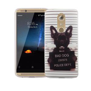 Handy H�lle f�r ZTE Axon 7 Mini Cover Case Schutz Tasche Motiv Slim Silikon TPU B�ser Hund Wei�