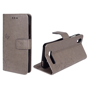 Schutz H�lle Blumen f�r Handy ZTE Blade A452 Grau