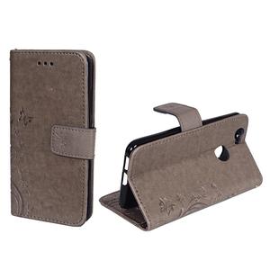 Schutz H�lle Blumen f�r Handy Huawei Nova Grau