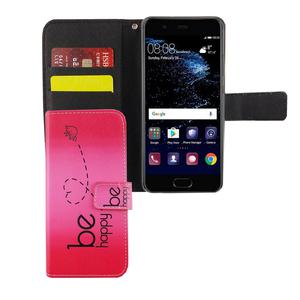 Handyh�lle Tasche f�r Handy Huawei P10 Be Happy Pink
