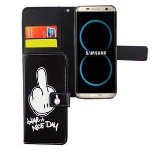 Handyh�lle Tasche f�r Handy Samsung Galaxy S8 Have A Nice Day Schwarz