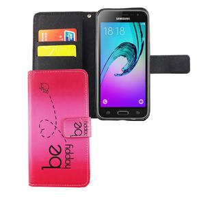 Handyh�lle Tasche f�r Handy Samsung Galaxy J3 Emerge Be Happy Pink
