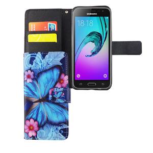 Handyh�lle Tasche f�r Handy Samsung Galaxy J3 Emerge Blauer Schmetterling