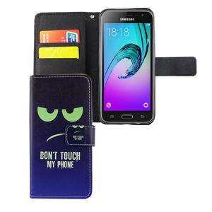 Handyh�lle Tasche f�r Handy Samsung Galaxy J3 Emerge Dont Touch My Phone Blau / Gr�n