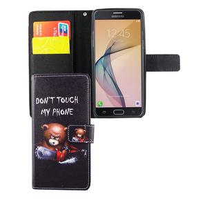 Handyh�lle Tasche f�r Handy Samsung Galaxy J5 Prime Schriftzug B�r mit Kettens�ge