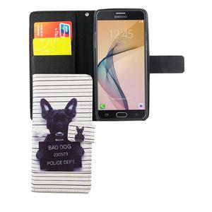 Handyh�lle Tasche f�r Handy Samsung Galaxy J5 Prime B�ser Hund Wei�