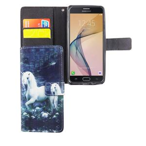 Handyh�lle Tasche f�r Handy Samsung Galaxy J5 Prime Einhorn Wei�