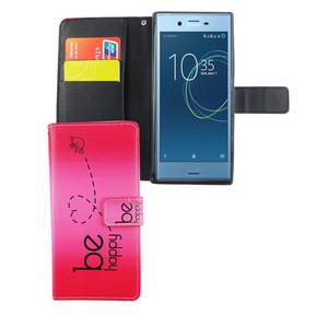 Handyh�lle Tasche f�r Handy Sony Xperia XZs Be Happy Pink