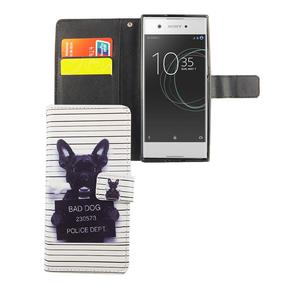 Handyh�lle Tasche f�r Handy Sony Xperia XA1 B�ser Hund Wei�