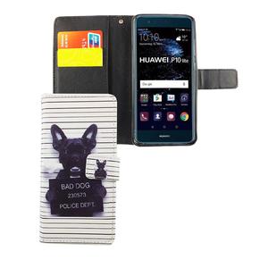 Handyh�lle Tasche f�r Handy Huawei P10 Lite B�ser Hund Wei�