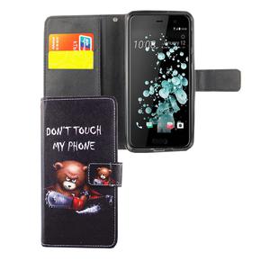 Handyh�lle Tasche f�r Handy HTC U Play Schriftzug B�r mit Kettens�ge