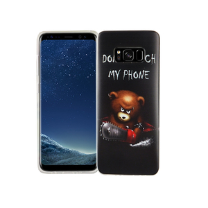 Handy Hlle fr Samsung Galaxy S8 Cover Case Schutz Tasche Motiv Slim Silikon TPU Schriftzug Br mit Kettensge