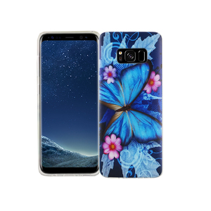 Handy H�lle f�r Samsung Galaxy S8 Cover Case Schutz Tasche Motiv Slim Silikon TPU Blauer Schmetterling