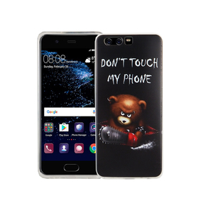 Handy H�lle f�r Huawei P10 Cover Case Schutz Tasche Motiv Slim Silikon TPU Schriftzug B�r mit Kettens�ge