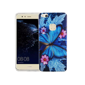 Handy H�lle f�r Huawei P10 Lite Cover Case Schutz Tasche Motiv Slim Silikon TPU Blauer Schmetterling