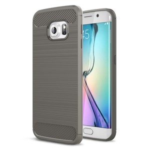 Samsung Galaxy S6 Edge TPU Case Carbon Fiber Optik Brushed Schutz Hlle Grau