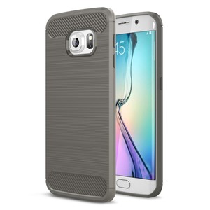 Samsung Galaxy S6 Edge TPU Case Carbon Fiber Optik Brushed Schutz H�lle Grau