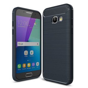 Samsung Galaxy A3 2017 TPU Case Carbon Fiber Optik Brushed Schutz Hlle Blau