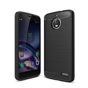 Motorola Moto E4 TPU Case Carbon Fiber Optik Brushed Schutz Hlle Schwarz