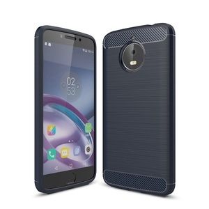 Motorola Moto E4 Plus TPU Case Carbon Fiber Optik Brushed Schutz H�lle Blau