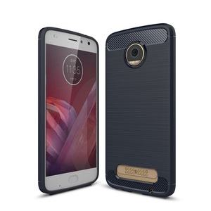 Motorola Moto Z2 Play TPU Case Carbon Fiber Optik Brushed Schutz Hlle Blau