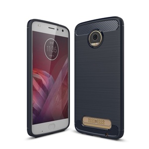 Motorola Moto Z2 Play TPU Case Carbon Fiber Optik Brushed Schutz H�lle Blau