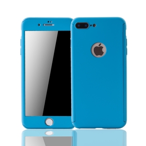 Handyh�lle Schutzh�lle f�r Apple iPhone 7 Plus Full Case Cover Displayschutz 360 Blau