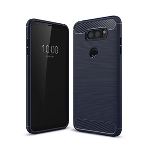 LG Q8 TPU Case Carbon Fiber Optik Brushed Schutz Hlle Blau
