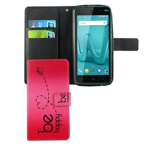 Handyh�lle Tasche f�r Wiko Lenny 4 Be Happy Pink