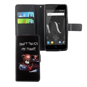 Handyh�lle Tasche f�r Wiko Jerry 2 Schriftzug B�r mit Kettens�ge