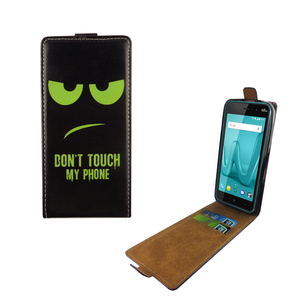 Handyh�lle Tasche Flip f�r Wiko Lenny 4 Dont Touch My Phone Gr�n