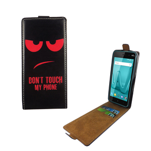 Handyh�lle Tasche Flip f�r Wiko Lenny 4 Dont Touch My Phone Rot