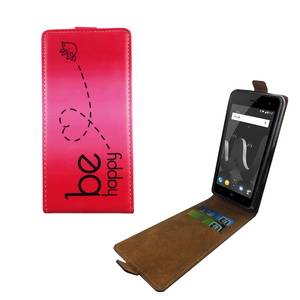 Handyh�lle Tasche Flip f�r Wiko Jerry 2 Be Happy Pink