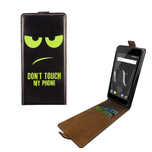 Handyh�lle Tasche Flip f�r Wiko Jerry 2 Dont Touch My Phone Gr�n