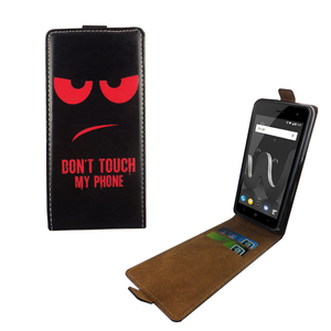Handyh�lle Tasche Flip f�r Wiko Jerry 2 Dont Touch My Phone Rot
