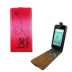 Handyh�lle Tasche Flip f�r Wiko Sunny 2 Be Happy Pink