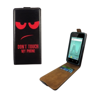 Handyh�lle Tasche Flip f�r Wiko Sunny 2 Dont Touch My Phone Rot