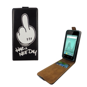 Handyh�lle Tasche Flip f�r Wiko Sunny 2 Mittelfinger