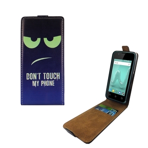 Handyh�lle Tasche Flip f�r Wiko Sunny 2 Dont Touch My Phone Blau / Gr�n